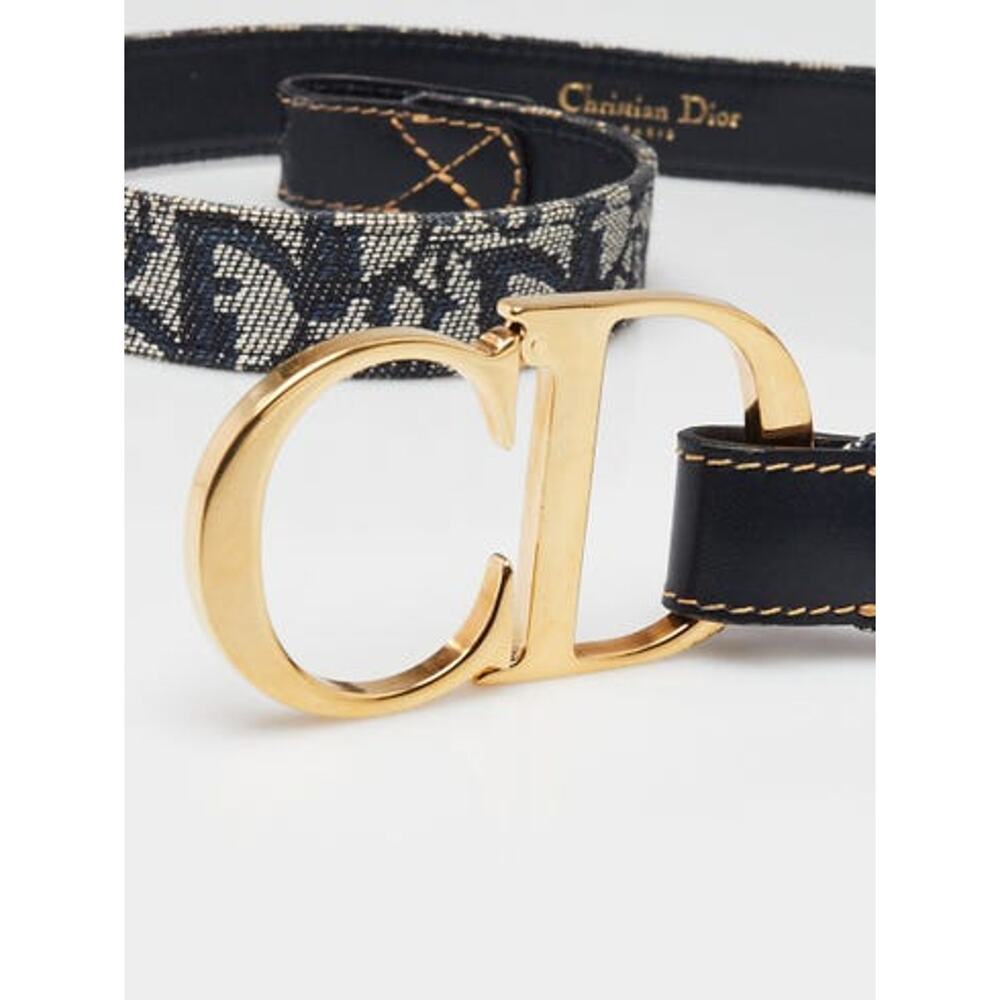 Christian Dior Blue Trotter Logo Canvas CD Belt 80 sz - Picture 2 of 6